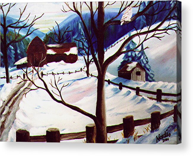 Farm Acrylic Print featuring the photograph The Snowy Guard by Renate Wesley