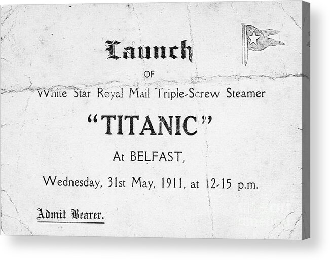 1911 Acrylic Print featuring the photograph Titanic: Launch, 1911 by Granger