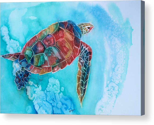 Tortise Acrylic Print featuring the painting Tortie by Elise Boam