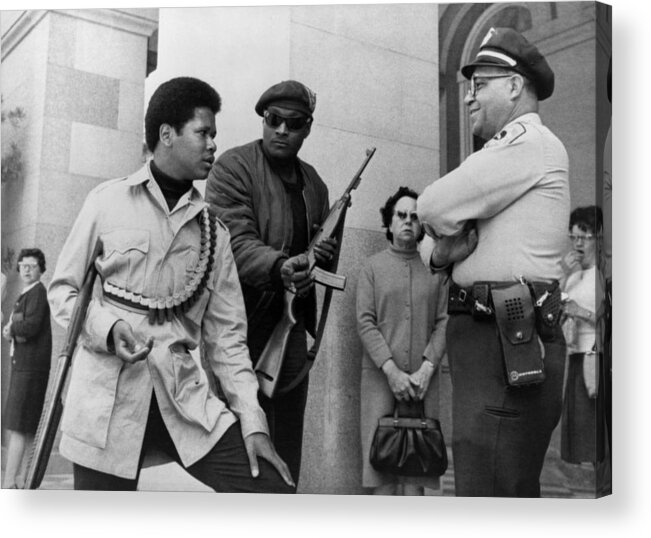 History Acrylic Print featuring the photograph Two Armed Black Panthers, Carrying by Everett