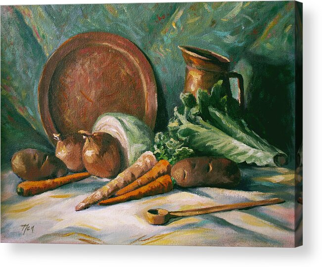 Food Acrylic Print featuring the painting Vegetable Melody by Nancy Griswold