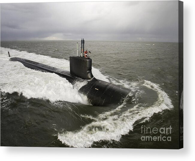 Submarine Acrylic Print featuring the photograph Virginia-class Attack Submarine by Stocktrek Images
