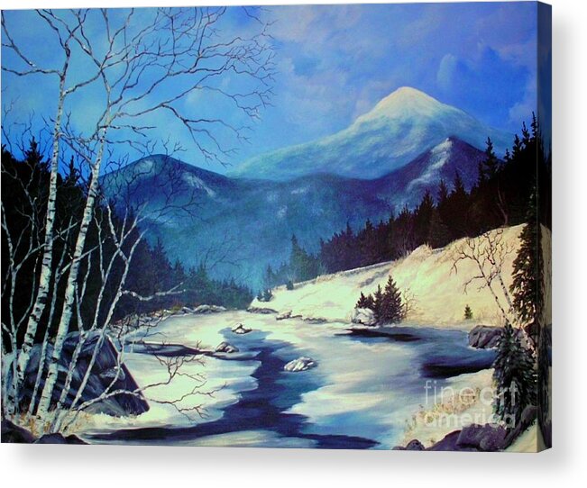 Winter Acrylic Print featuring the painting Whiteface from Rt.86 winter by Peggy Miller