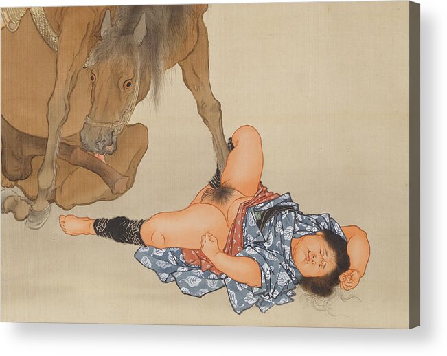 Kobayashi Eitaku Acrylic Print featuring the painting 05-Twelve Erotic Scenes by Kobayashi Eitaku