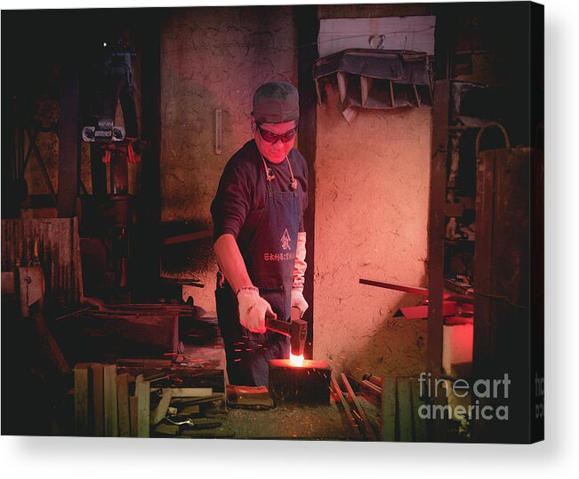 Blacksmith Acrylic Print featuring the photograph 4th Generation Blacksmith, Miki City Japan by Perry Rodriguez
