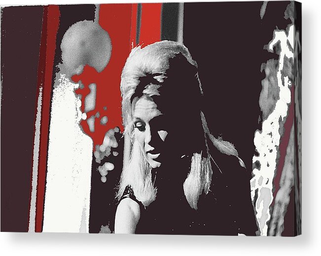 Angie Dickinson Young Billy Young 4 Old Tucson Arizona 1968 Acrylic Print featuring the photograph Angie Dickinson dance hall girl Young Billy Young 4 Old Tucson Arizona 1968-2014 by David Lee Guss
