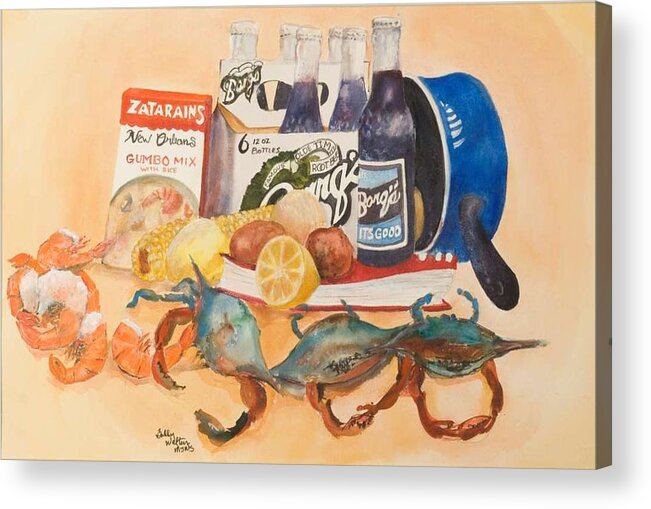 Crabs Acrylic Print featuring the painting Barq's Has Bite #1 by Bobby Walters
