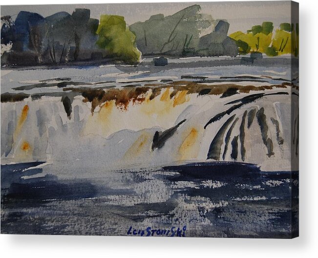 Waterfall Close Up Acrylic Print featuring the painting Cohoes Falls Study 2 #1 by Len Stomski