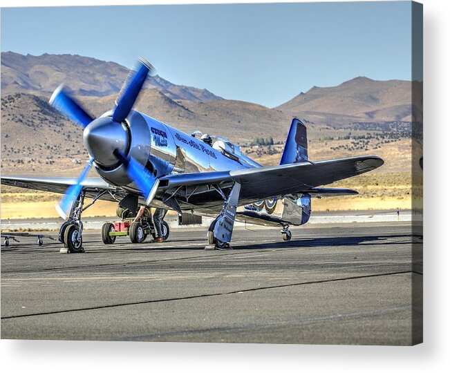 Czech Mate Acrylic Print featuring the photograph Czech Mate Engine Start Sunday Afternoon Gold Unlimited Reno Air Races #1 by John King
