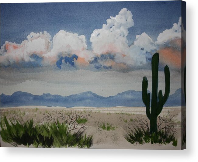 Desert Acrylic Print featuring the painting Desert Thunderheads #1 by Michele Turney