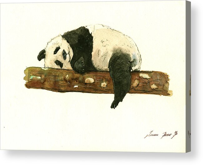 Giant Panda Acrylic Print featuring the painting Giant panda #1 by Juan Bosco