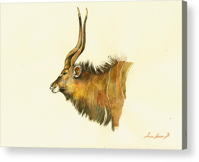 Eland Acrylic Print featuring the painting Greater Kudu #1 by Juan Bosco