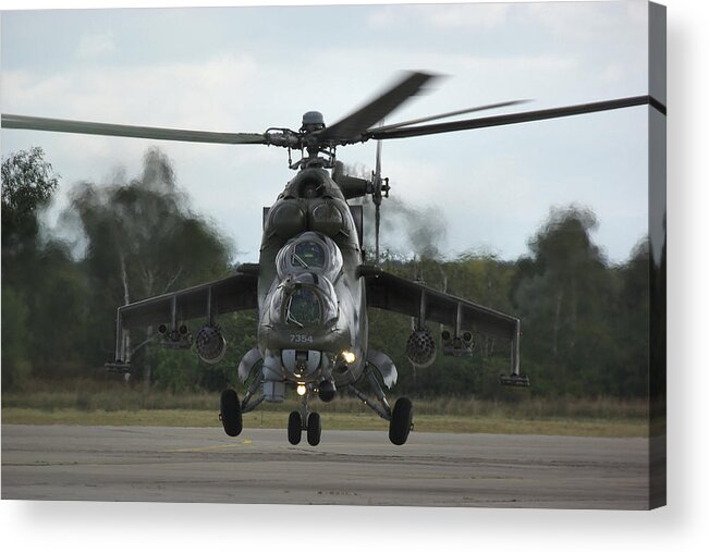Mil Acrylic Print featuring the photograph Mil Mi-24V Hind E #1 by Tim Beach