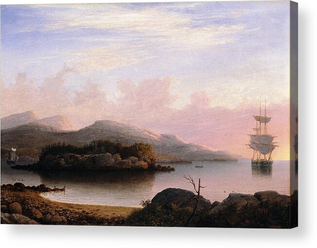 Fitz Henry Lane (american Acrylic Print featuring the painting Off Mount Desert Island #1 by MotionAge Designs