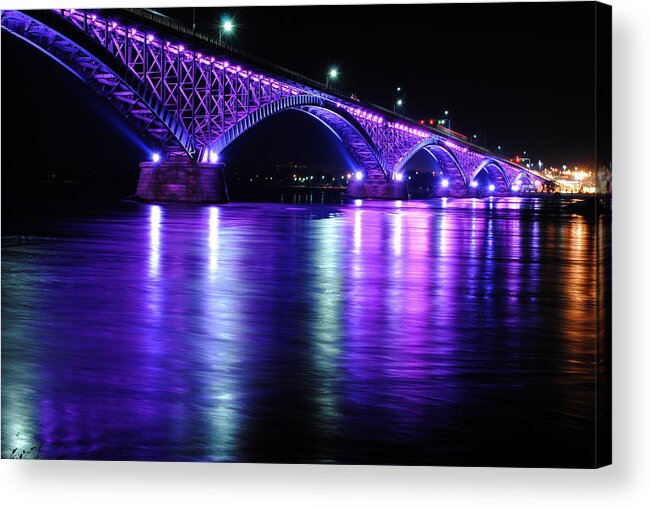 Bridge Acrylic Print featuring the photograph Peace Bridge Supporting Breast Cancer Awareness #1 by Michael Frank Jr