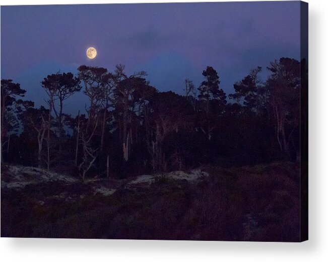 Moon Acrylic Print featuring the photograph Pebble Beach Moonrise by Derek Dean