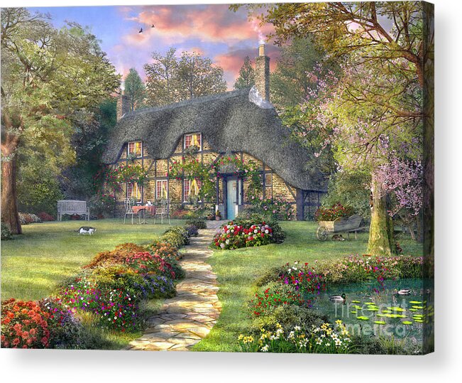 Dominic Davison Acrylic Print featuring the digital art Rosewood Cottage #1 by MGL Meiklejohn Graphics Licensing