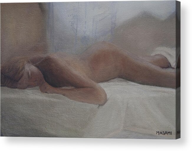 Nude Acrylic Print featuring the painting Sleeping Beauty #1 by Masami Iida