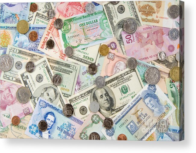 Money Acrylic Print featuring the photograph Travel Money - World Economy #1 by Anthony Totah