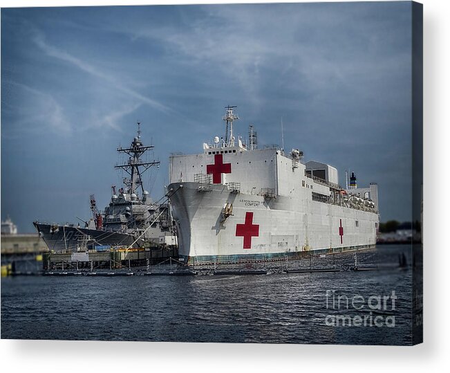 Photoshop Acrylic Print featuring the photograph USS Comfort #1 by Melissa Messick