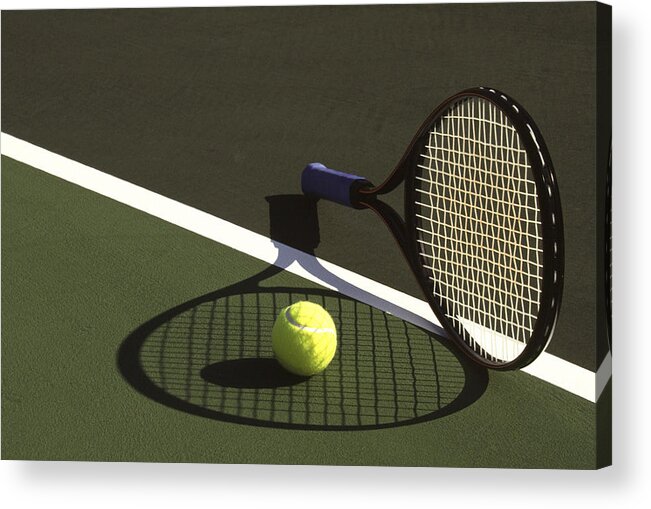 Tennis; Racquet; Ball; Balls; Shadow; Game; Games; Sport; Sports; Shadow; Tennis Ball; Tennis Racquet; Competition Acrylic Print featuring the photograph 10sne1 by Gerard Fritz