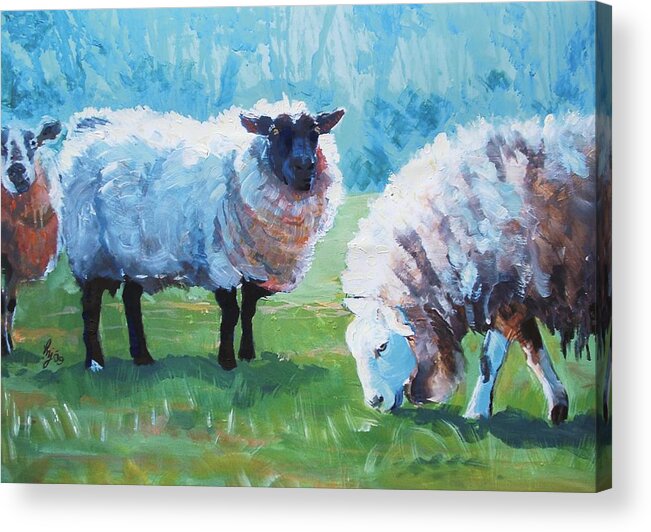 Sheep Acrylic Print featuring the painting Sheep #11 by Mike Jory