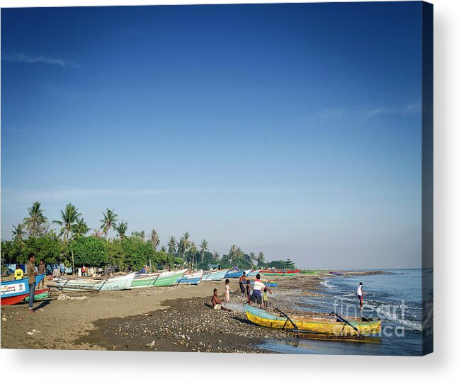 Asia Acrylic Print featuring the photograph Traditional Fishing Boats On Dili Beach In East Timor Leste #13 by JM Travel Photography