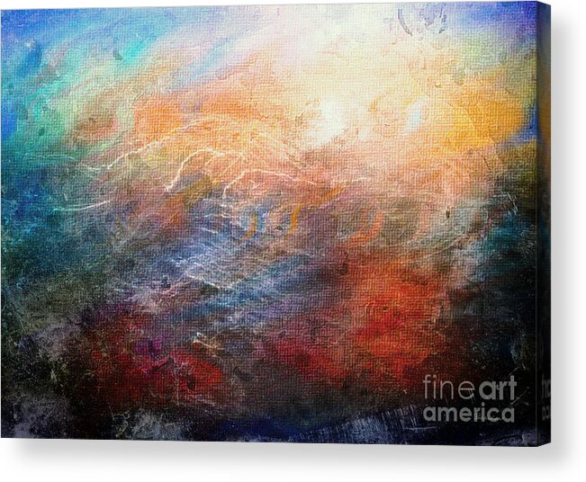 Abstract Acrylic Print featuring the painting 15d Abstract Seascape Sunrise Painting Digital by Ricardos Creations