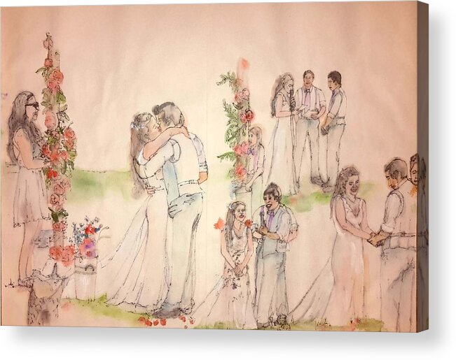 Wedding. Summer Acrylic Print featuring the painting The Wedding Album #17 by Debbi Saccomanno Chan