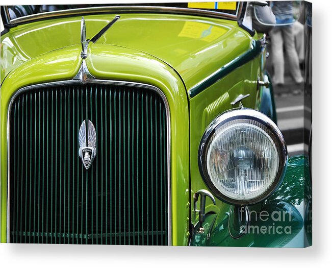 Photography Acrylic Print featuring the photograph 1934 Plymouth - Badge Grill Hood Ornament by Kaye Menner