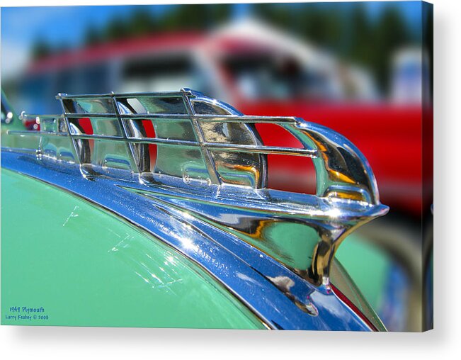 Auto Acrylic Print featuring the photograph 1949 Plymouth Hood Ornament by Larry Keahey