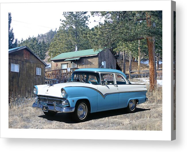 1955 Ford Custom Fairlane Photographed Near Bolder Colorado Acrylic Print featuring the photograph 1955 Ford Custom Fairlane by Jack Pumphrey