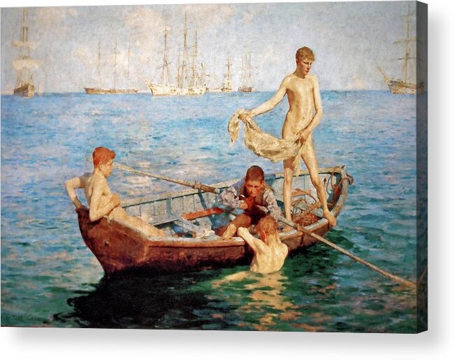 August Blue Acrylic Print featuring the painting August Blue #2 by Henry Scott Tuke