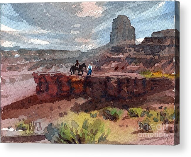Navajo Acrylic Print featuring the painting Father and Son #1 by Donald Maier