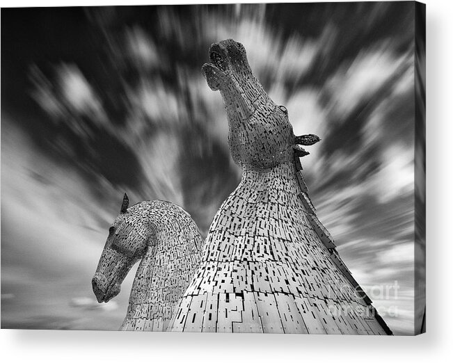 Landscape Acrylic Print featuring the photograph The Kelpies at Falkirk #2 by Janet Burdon