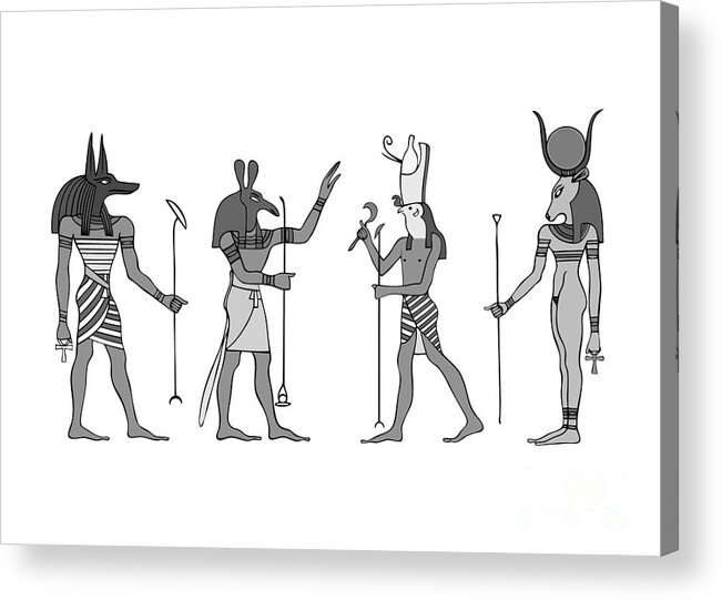 Mythology Acrylic Print featuring the digital art Gods of ancient Egypt #3 by Michal Boubin