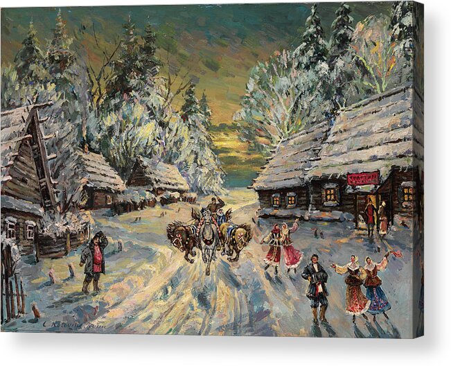 Korovin Acrylic Print featuring the painting Russian Winter #3 by MotionAge Designs