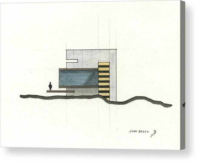 Architecture Art Acrylic Print featuring the painting Architectural drawing #4 by Juan Bosco