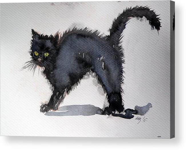 Cat Acrylic Print featuring the painting Cat #3 by Kovacs Anna Brigitta