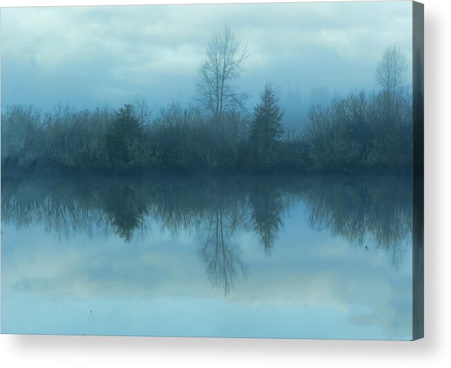 Reflections Lake Acrylic Print featuring the photograph Reflections blue lake by Cathy Anderson