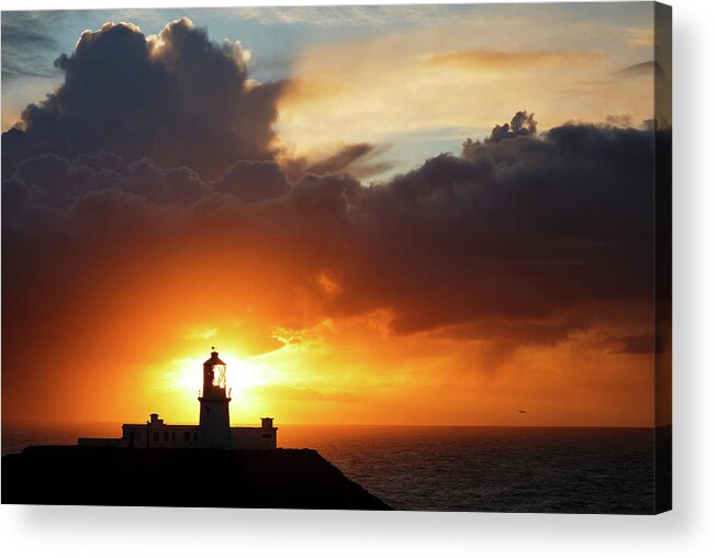 Lighthouse Acrylic Print featuring the photograph Sunset at Strumble Head Lighthouse #4 by Ian Middleton