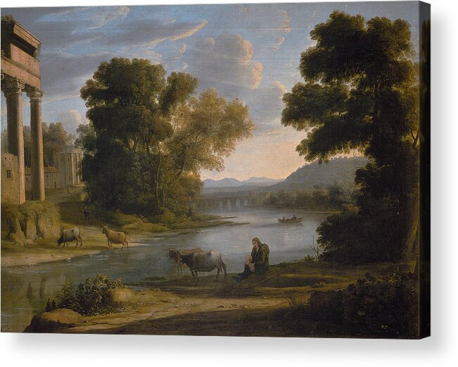 Claude Lorrain Acrylic Print featuring the painting The Ford #5 by Claude Lorrain