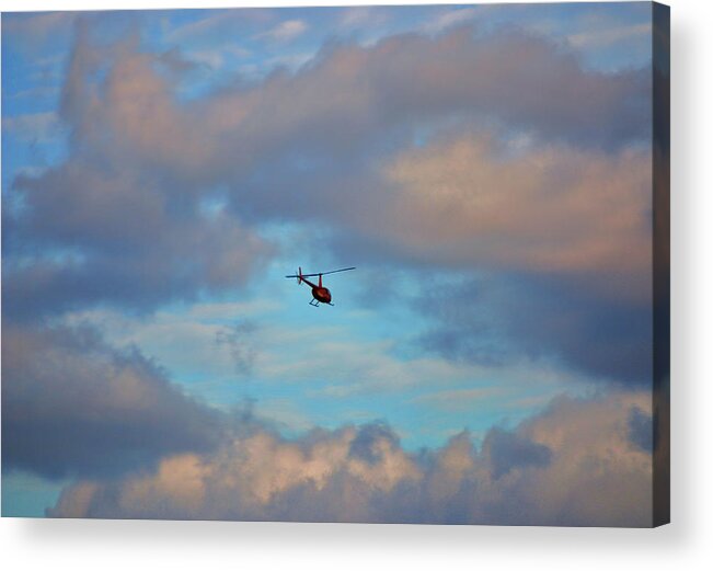 Helicopter Acrylic Print featuring the digital art 41- Into The Blue by Joseph Keane