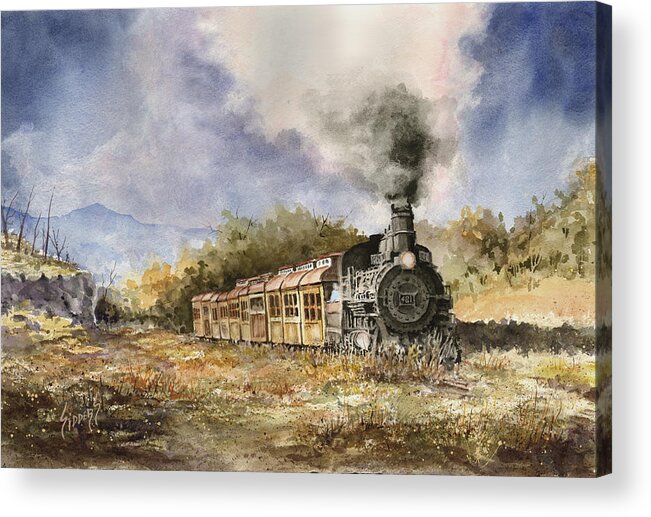 Train Acrylic Print featuring the painting 481 From Durango by Sam Sidders