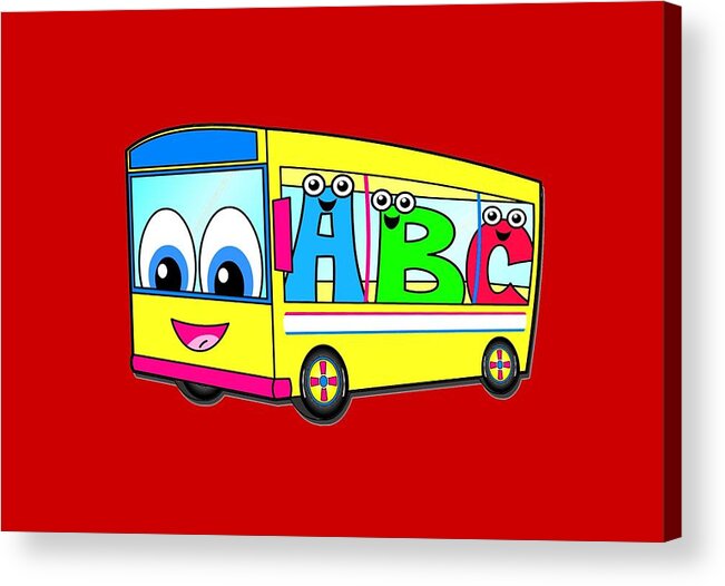 Alphabet Acrylic Print featuring the painting A B C Bus T-shirt by Herb Strobino