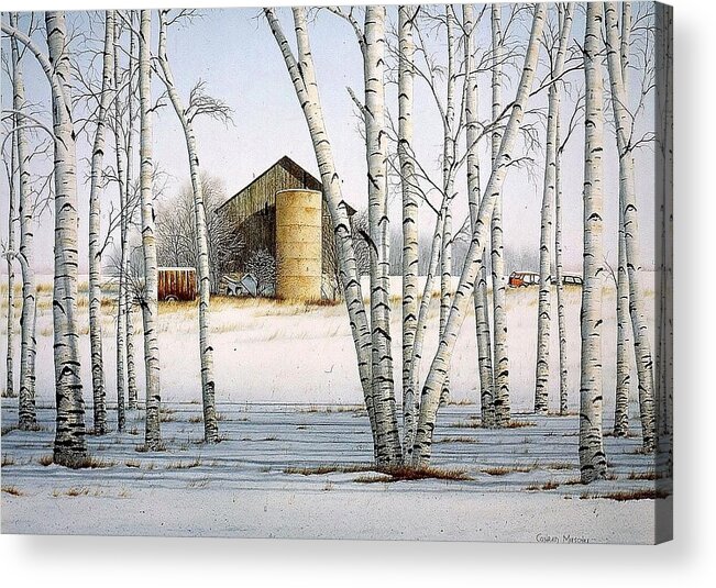 Rural Acrylic Print featuring the painting A Cluster of Birch by Conrad Mieschke