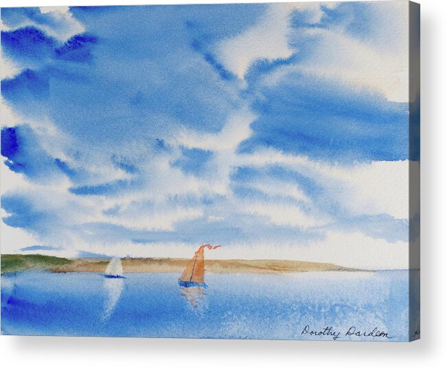 Afternoon Acrylic Print featuring the painting A Fine Sailing Breeze on the River Derwent by Dorothy Darden