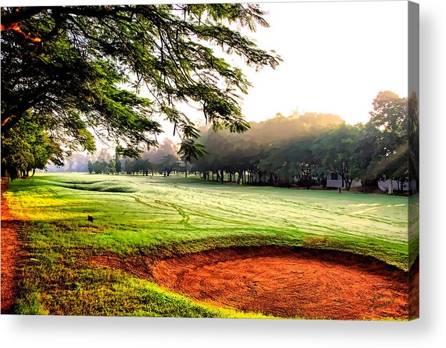 Golf Acrylic Print featuring the photograph A Hazy Morning for Golf by Kathy Tarochione