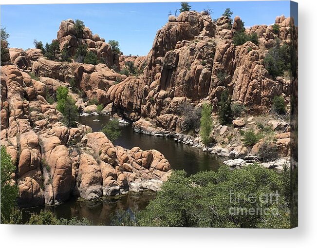 Rocks Acrylic Print featuring the photograph A River Runs Through It by Pamela Henry