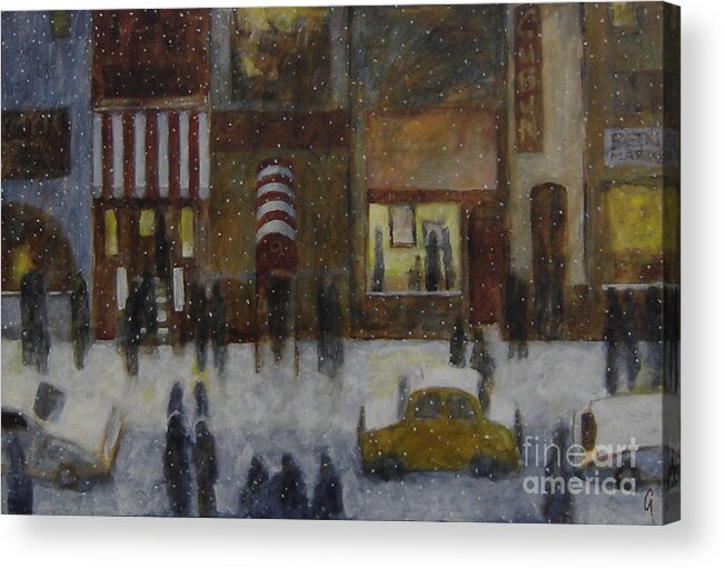 City Acrylic Print featuring the painting A Slice Of Night Life by Glenn Quist